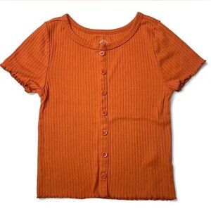 Wonder Nation Orange Ribbed Faux Button Down Shirt